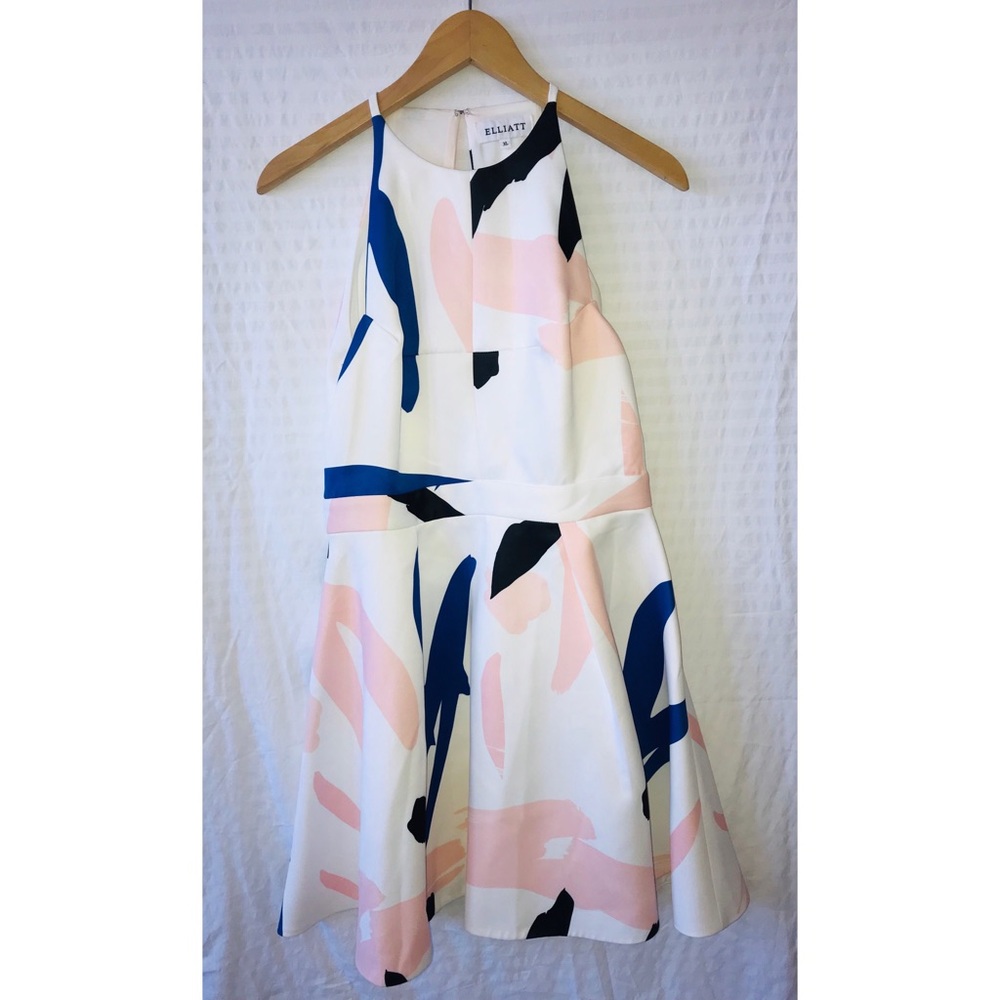 Elliatt Headway Ivory Print Skater Dress